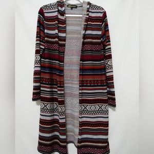 Absolutely Famous Sweater Cardigan Hooded Size Medium Southwest Open Front Knit